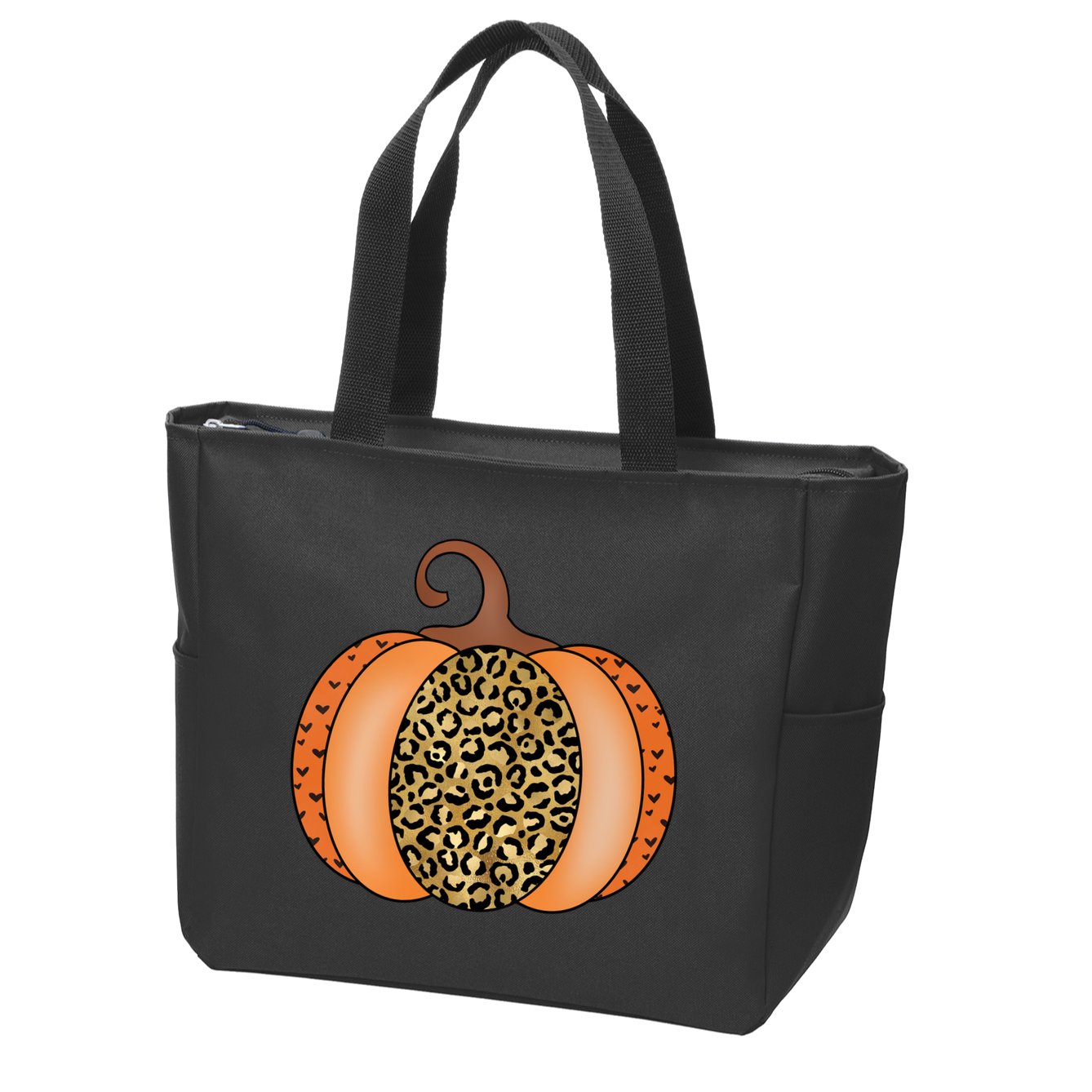 Leopard Pumpkin Fall Holiday Zip Tote Bag