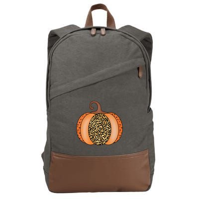 Leopard Pumpkin Fall Holiday Cotton Canvas Backpack