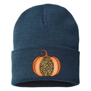 Leopard Pumpkin Fall Holiday Sustainable Knit Beanie