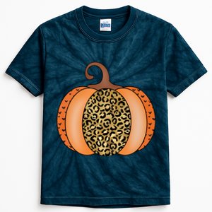 Leopard Pumpkin Fall Holiday Kids Tie-Dye T-Shirt