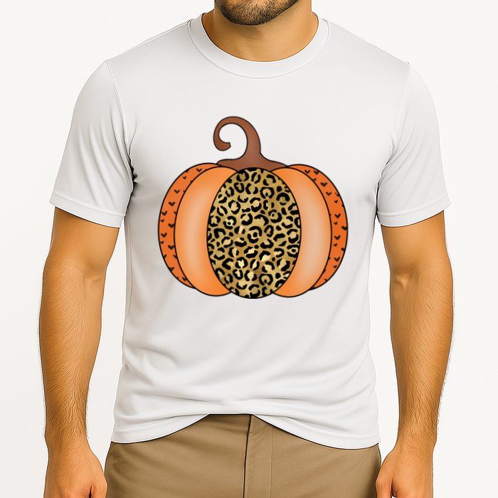 Leopard Pumpkin Fall Holiday Cooling Performance Crew T-Shirt