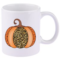 Leopard Pumpkin Fall Holiday 11oz C Handle Ceramic Mug