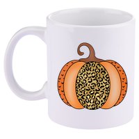 Leopard Pumpkin Fall Holiday 11oz C Handle Ceramic Mug