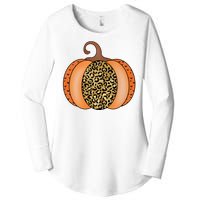 Leopard Pumpkin Fall Holiday Women's Perfect Tri Tunic Long Sleeve Shirt