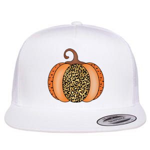 Leopard Pumpkin Fall Holiday Flat Bill Trucker Hat