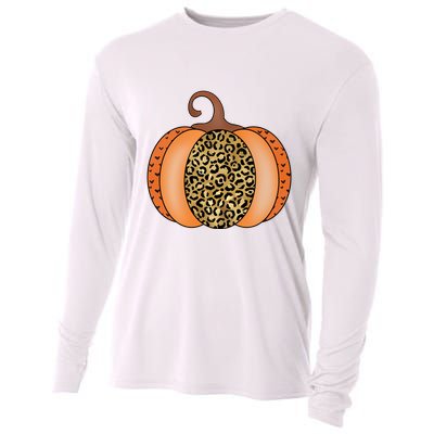 Leopard Pumpkin Fall Holiday Cooling Performance Long Sleeve Crew