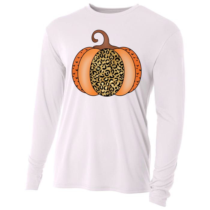 Leopard Pumpkin Fall Holiday Cooling Performance Long Sleeve Crew