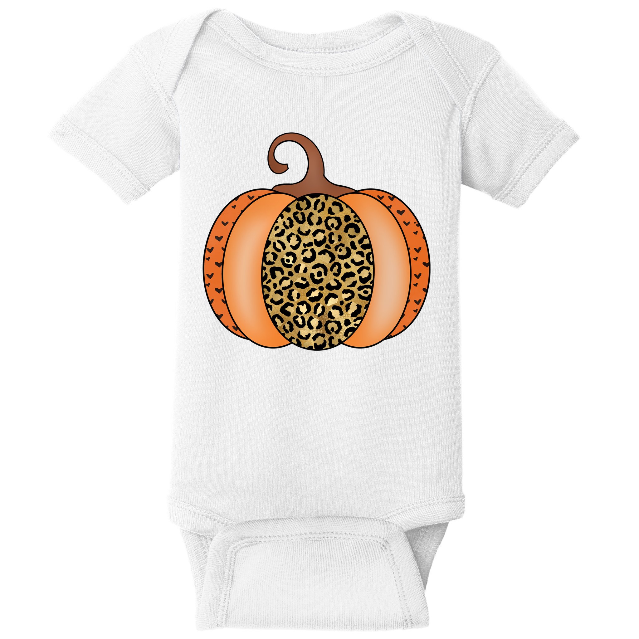 Leopard Pumpkin Fall Holiday Baby Bodysuit