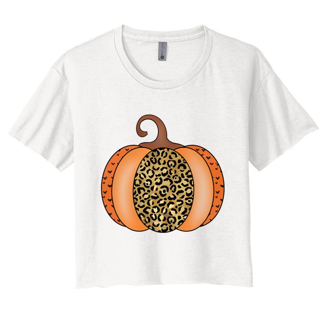 Leopard Pumpkin Fall Holiday Crop Top