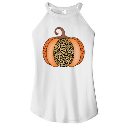 Leopard Pumpkin Fall Holiday Women's Perfect Tri Rocker Tank