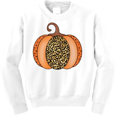 Leopard Pumpkin Fall Holiday Kids Sweatshirt