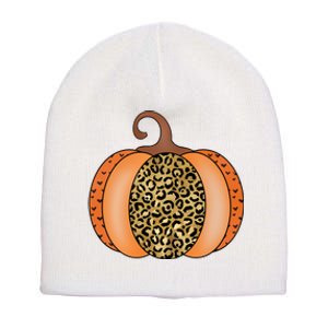 Leopard Pumpkin Fall Holiday Short Acrylic Beanie