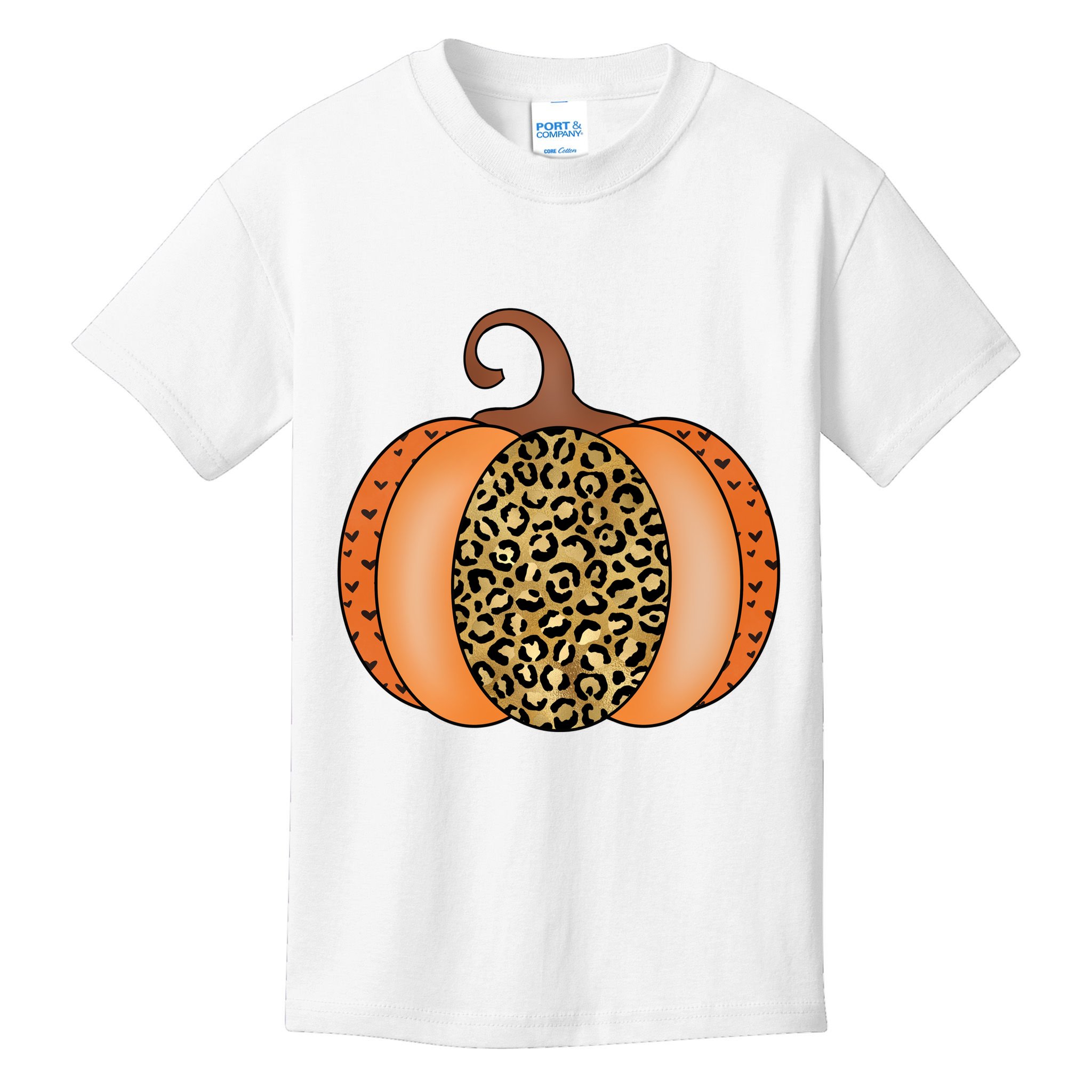 Leopard Pumpkin Fall Holiday Kids T-Shirt