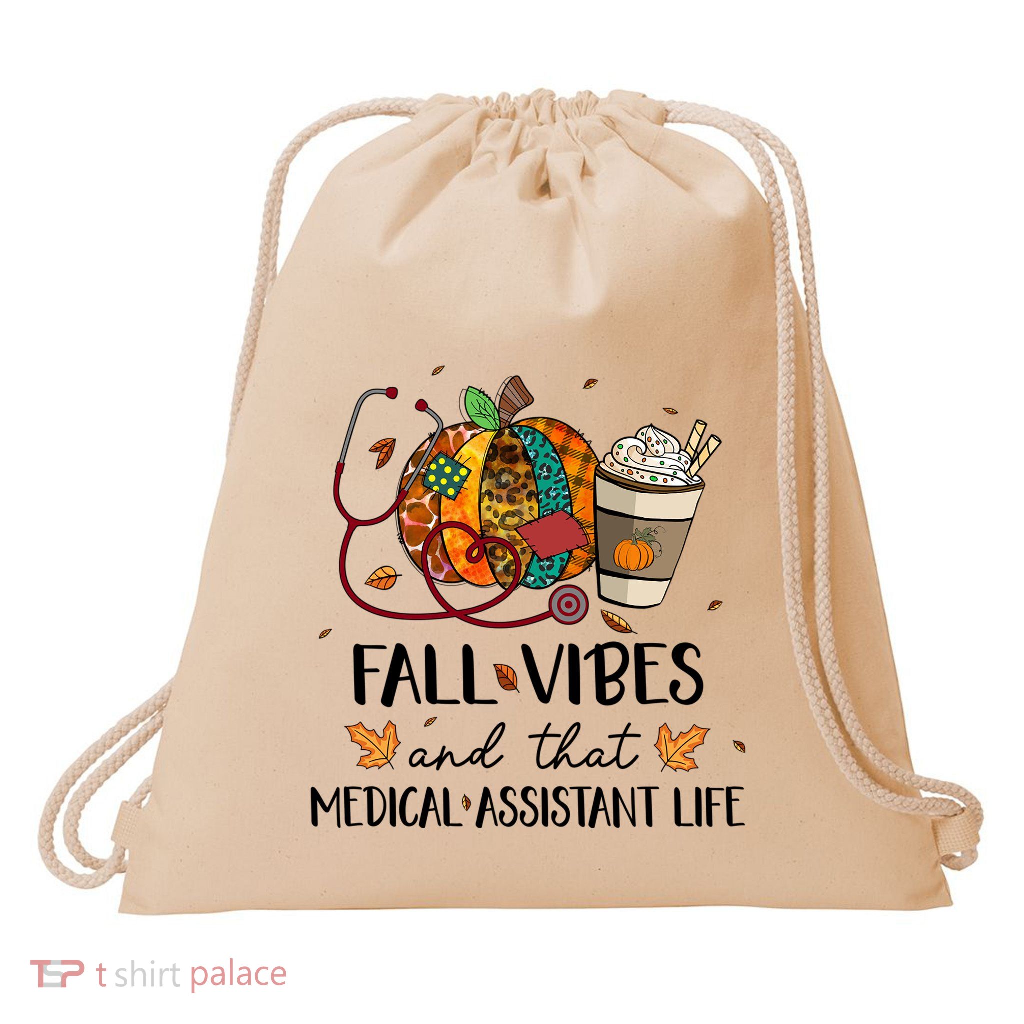 Leopard Pumpkin Fall Vibes And That Medical Assistant Life Gift Drawstring Bag
