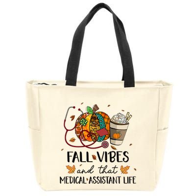 Leopard Pumpkin Fall Vibes And That Medical Assistant Life Gift Zip Tote Bag