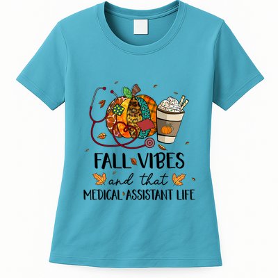Leopard Pumpkin Fall Vibes And That Medical Assistant Life Gift Womens T-Shirt