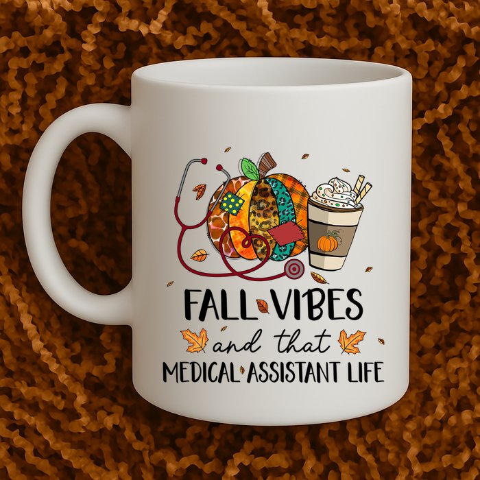 Leopard Pumpkin Fall Vibes And That Medical Assistant Life Gift Mug