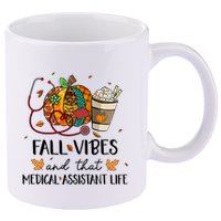 Leopard Pumpkin Fall Vibes And That Medical Assistant Life Gift 11oz C Handle Ceramic Mug