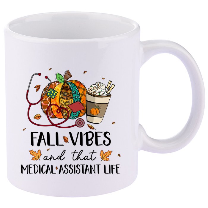Leopard Pumpkin Fall Vibes And That Medical Assistant Life Gift 11oz C Handle Ceramic Mug