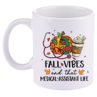 Leopard Pumpkin Fall Vibes And That Medical Assistant Life Gift 11oz C Handle Ceramic Mug