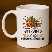 Leopard Pumpkin Fall Vibes And That Medical Assistant Life Gift 11oz C Handle Ceramic Mug
