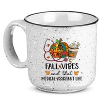 Leopard Pumpkin Fall Vibes And That Medical Assistant Life Gift 15oz Campfire Ceramic Mug