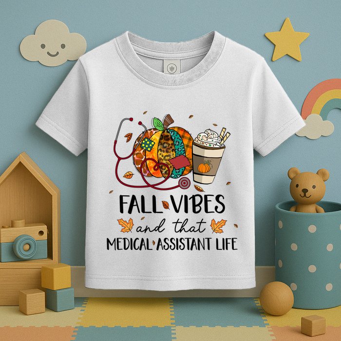 Leopard Pumpkin Fall Vibes And That Medical Assistant Life Gift Toddler T-Shirt