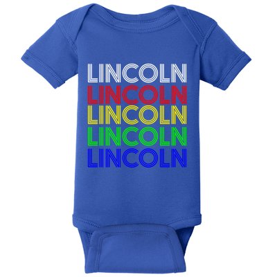Lincoln Personalized First Name Retro Vintage Style Cool Gift Baby Bodysuit