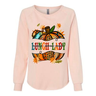 Leopard Pumpkin Fall Autumn Thanksgiving Lunch Lady Womens California Wash Sweatshirt