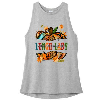 Leopard Pumpkin Fall Autumn Thanksgiving Lunch Lady Ladies PosiCharge Tri-Blend Wicking Tank