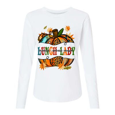 Leopard Pumpkin Fall Autumn Thanksgiving Lunch Lady Womens Cotton Relaxed Long Sleeve T-Shirt