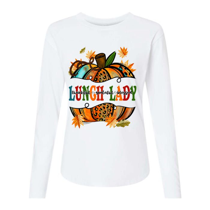 Leopard Pumpkin Fall Autumn Thanksgiving Lunch Lady Womens Cotton Relaxed Long Sleeve T-Shirt