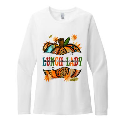 Leopard Pumpkin Fall Autumn Thanksgiving Lunch Lady Womens CVC Long Sleeve Shirt