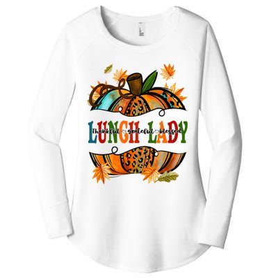 Leopard Pumpkin Fall Autumn Thanksgiving Lunch Lady Women's Perfect Tri Tunic Long Sleeve Shirt