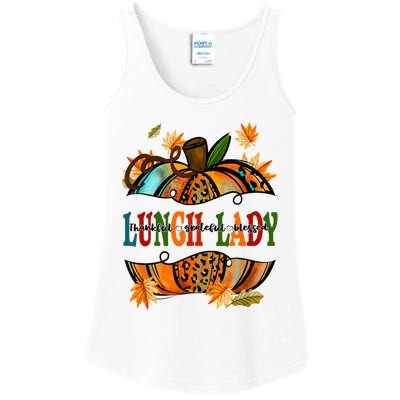 Leopard Pumpkin Fall Autumn Thanksgiving Lunch Lady Ladies Essential Tank