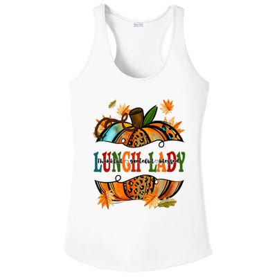 Leopard Pumpkin Fall Autumn Thanksgiving Lunch Lady Ladies PosiCharge Competitor Racerback Tank