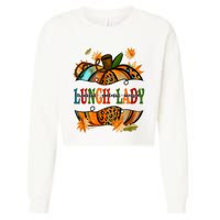 Leopard Pumpkin Fall Autumn Thanksgiving Lunch Lady Cropped Pullover Crew