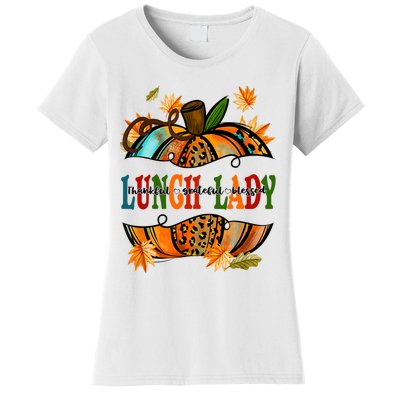 Leopard Pumpkin Fall Autumn Thanksgiving Lunch Lady Women's T-Shirt