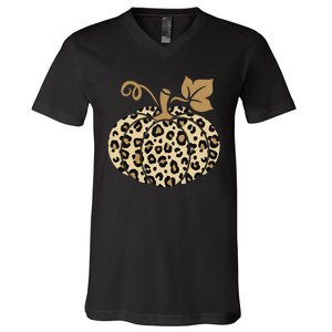 Leopard Pumpkin Fall V-Neck T-Shirt