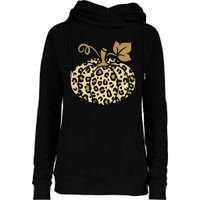 Leopard Pumpkin Fall Womens Funnel Neck Pullover Hood