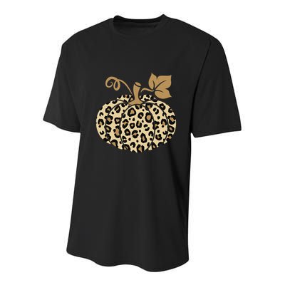 Leopard Pumpkin Fall Youth Performance Sprint T-Shirt