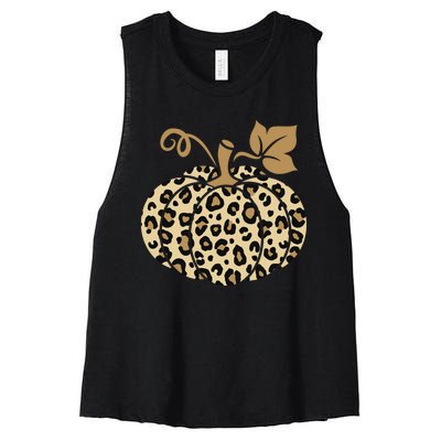 Leopard Pumpkin Fall Women's Racerback Cropped Tank