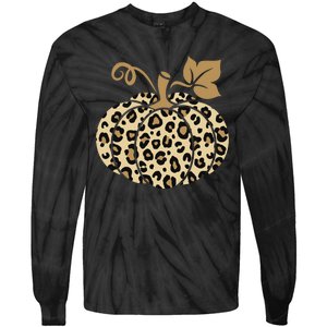 Leopard Pumpkin Fall Tie-Dye Long Sleeve Shirt