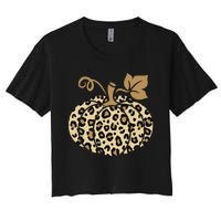 Leopard Pumpkin Fall Women's Crop Top Tee