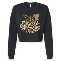 Leopard Pumpkin Fall Cropped Pullover Crew
