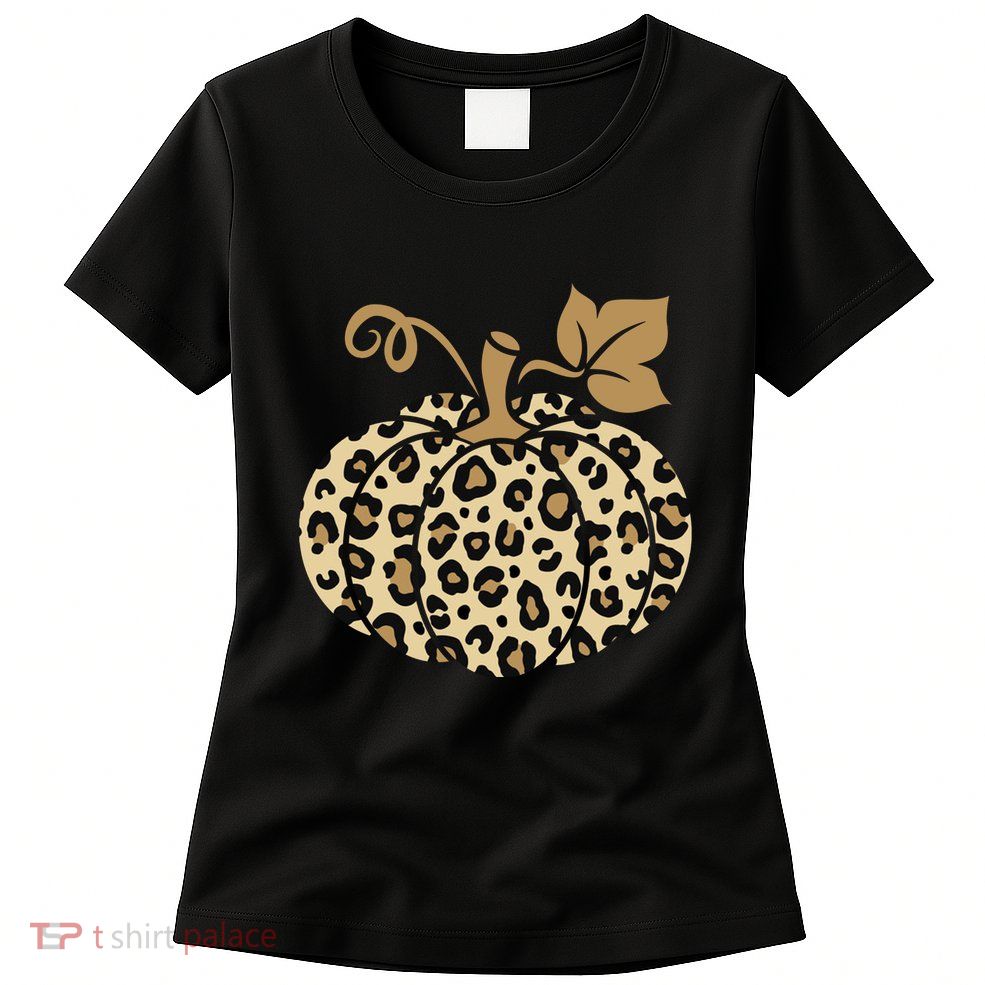 Leopard Pumpkin Fall Womens T-Shirt