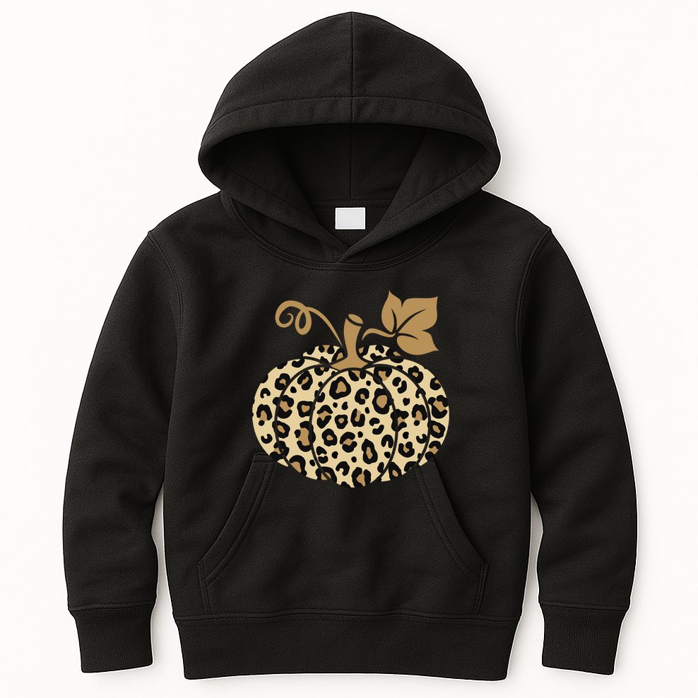 Leopard Pumpkin Fall Kids Hoodie