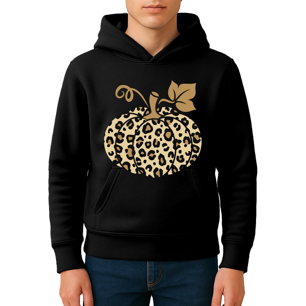 Leopard Pumpkin Fall Kids Hoodie