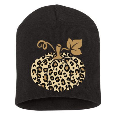 Leopard Pumpkin Fall Short Acrylic Beanie