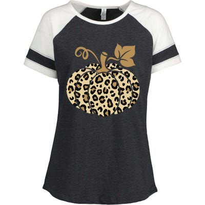 Leopard Pumpkin Fall Enza Ladies Jersey Colorblock Tee